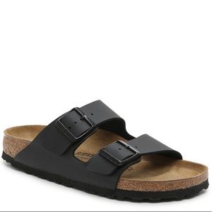 BRAND NEW Birkenstocks Arizona Slide Sandals Black leather size 38 narrow